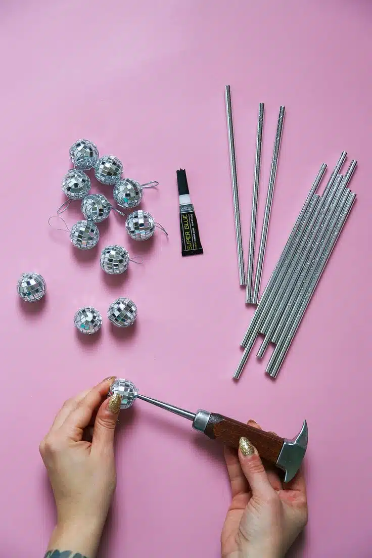 diy disco ball drink stirrers arsenic lace