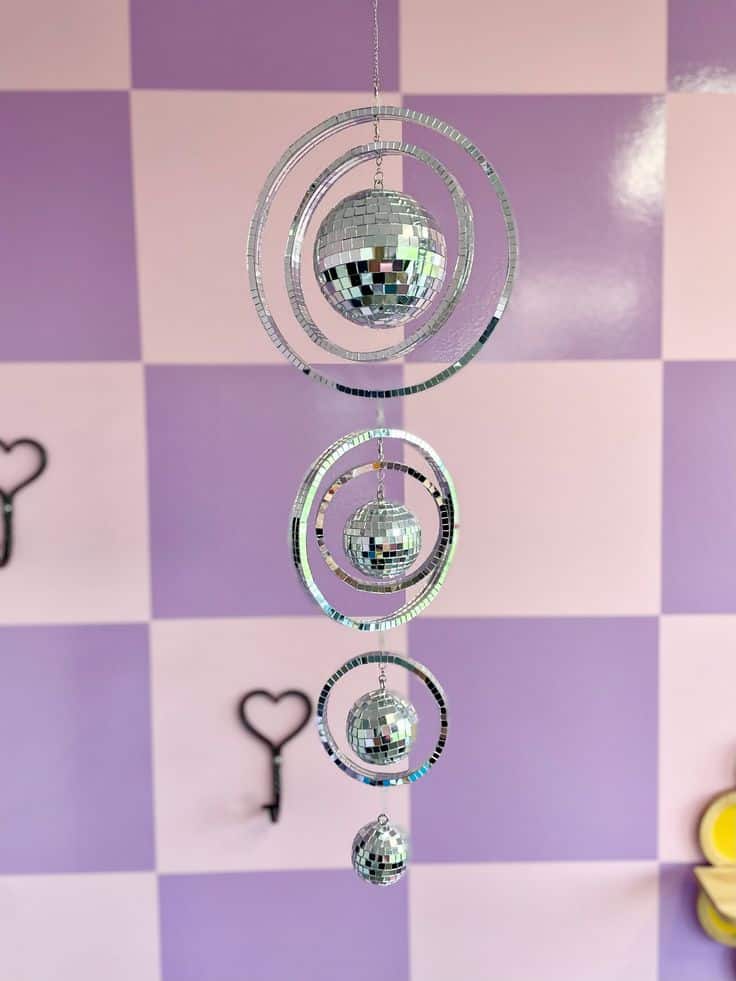 3 tiered disco ball sun catcher, retro mirrored party decor