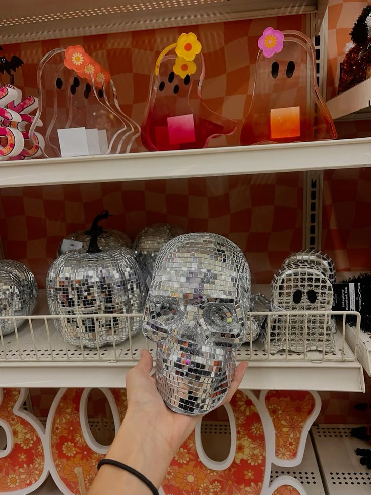 disco ball halloween decor skull ghost pumpkin