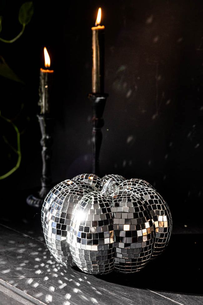 silver disco pumpkin decoration