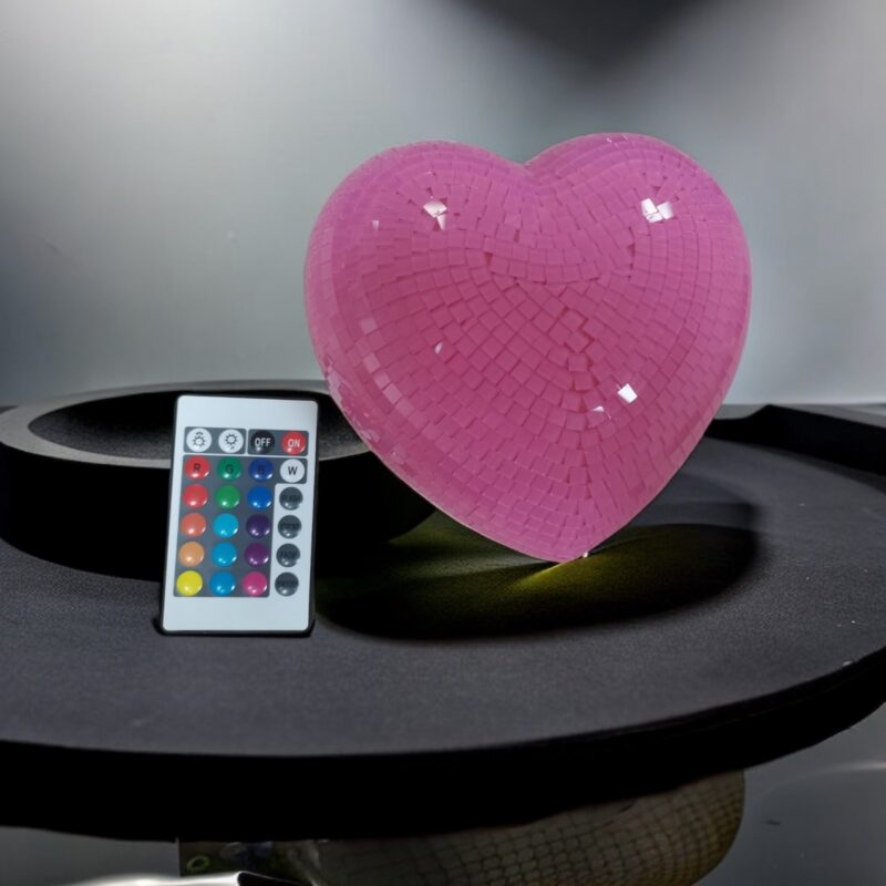 6 inch and 8 inch hanging disco hearts – add glamour and shine to any setting!