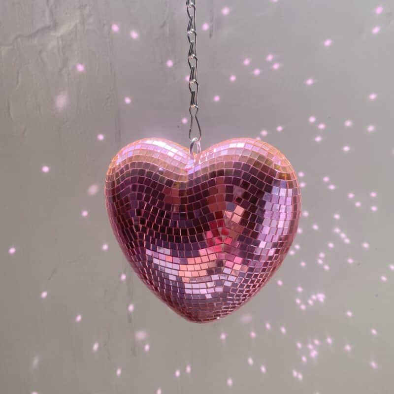 disco mirror ball hearts pink and silver