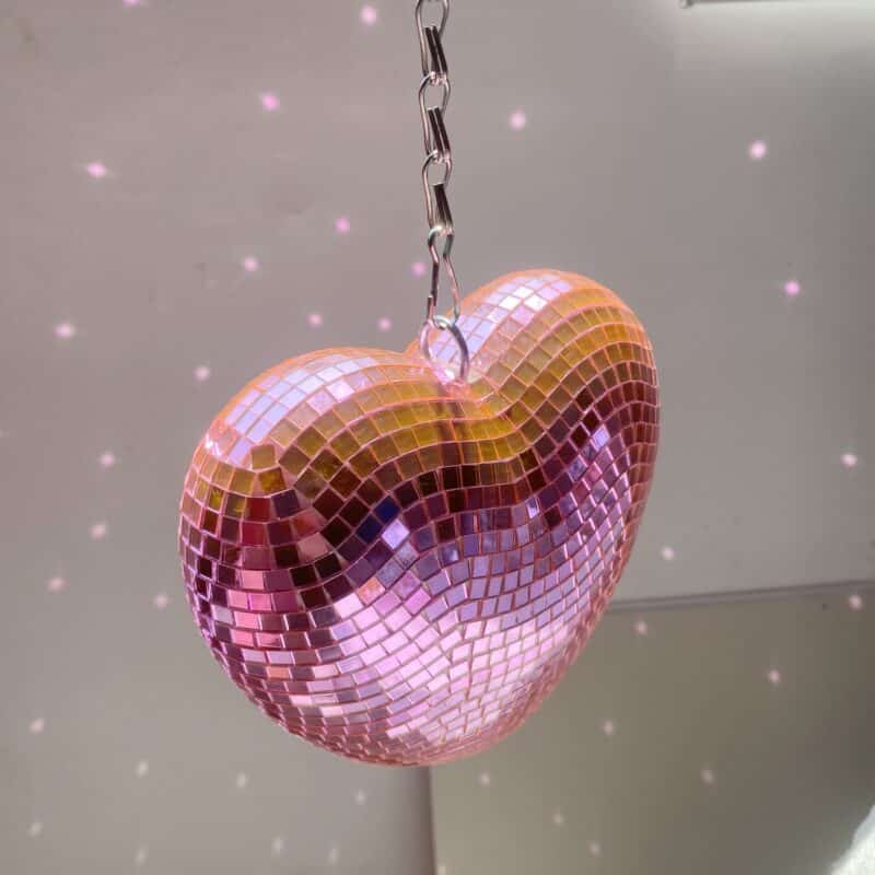 disco mirror ball hearts pink and silver