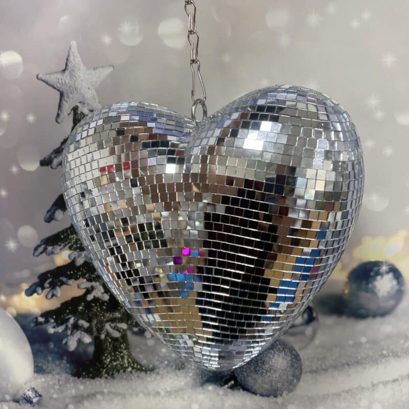 disco mirror ball hearts pink and silver