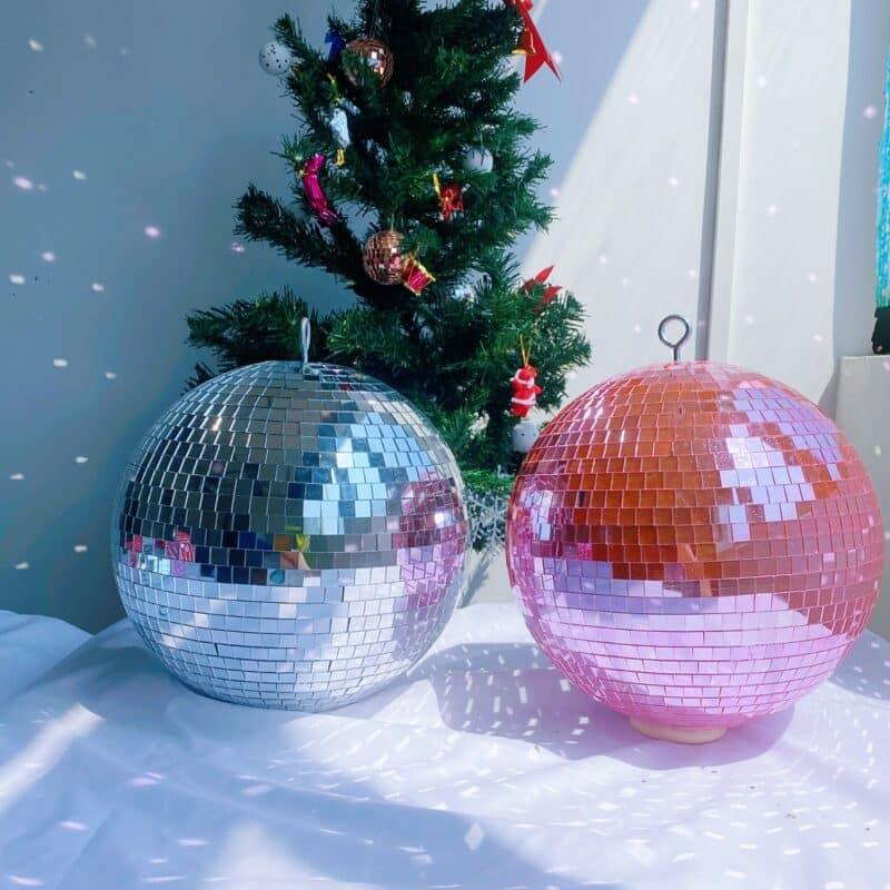 disco mirror ball – silver & pink (6 inch / 15cm and 10 inch / 25cm)