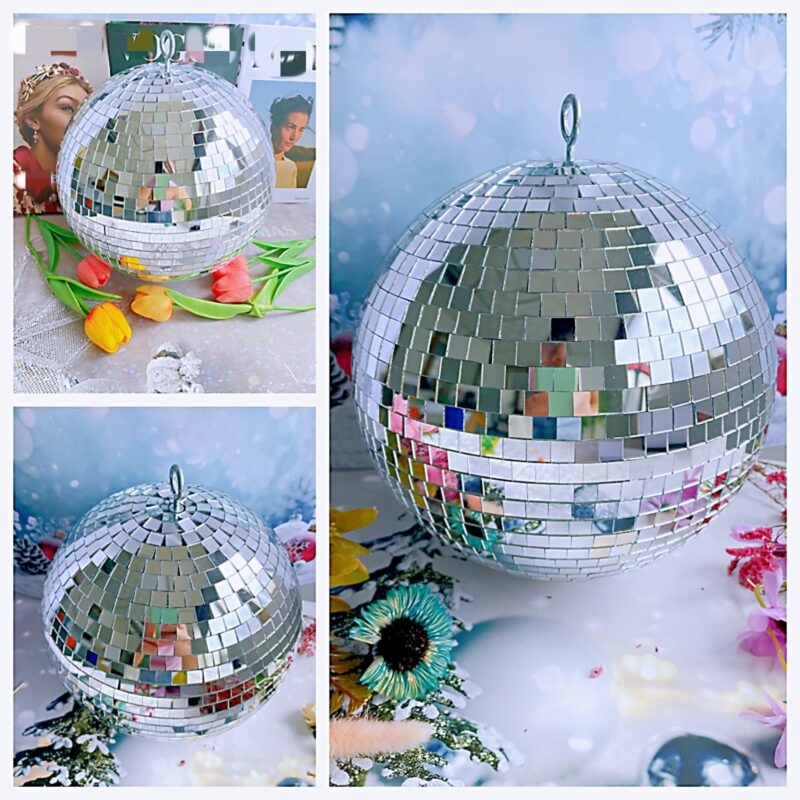 disco mirror ball – silver & pink (6 inch / 15cm and 10 inch / 25cm)