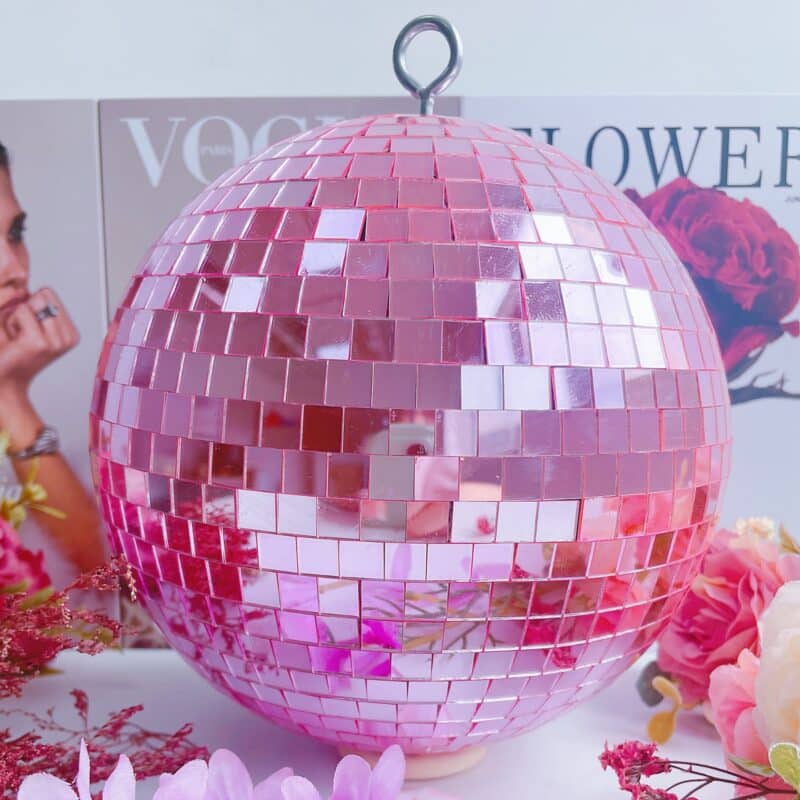 disco mirror ball – silver & pink (6 inch / 15cm and 10 inch / 25cm)