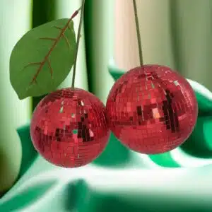 new cherry disco mirror ball hanging reflects